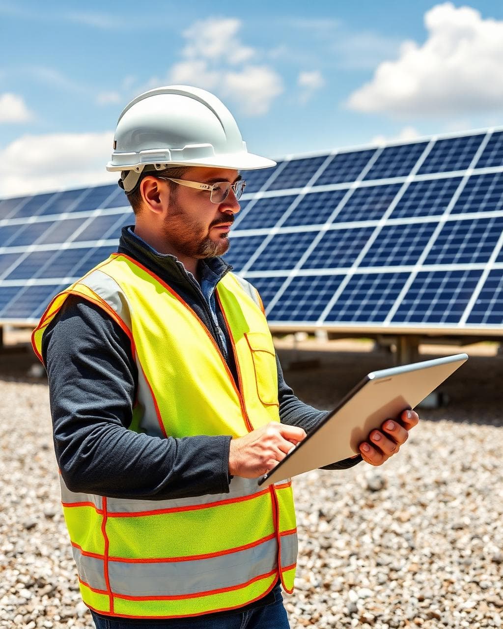 GreenSunTech engineer inspecting solar installation